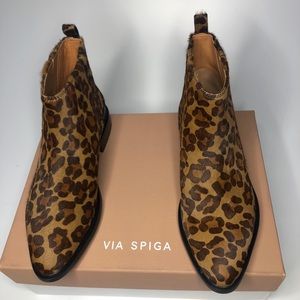 Via Spiga Emelin Cheetah Print Leather Ankle Boot